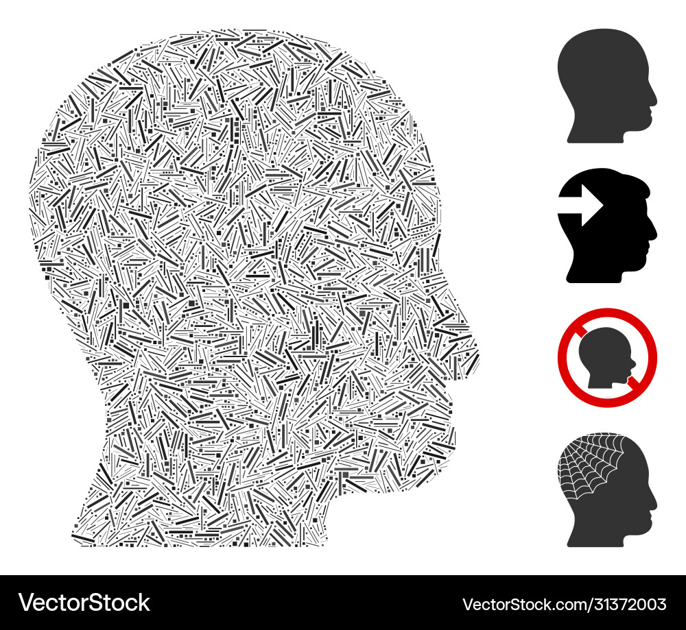Linear user head icon mosaic Linear user head icon mosaic vector image