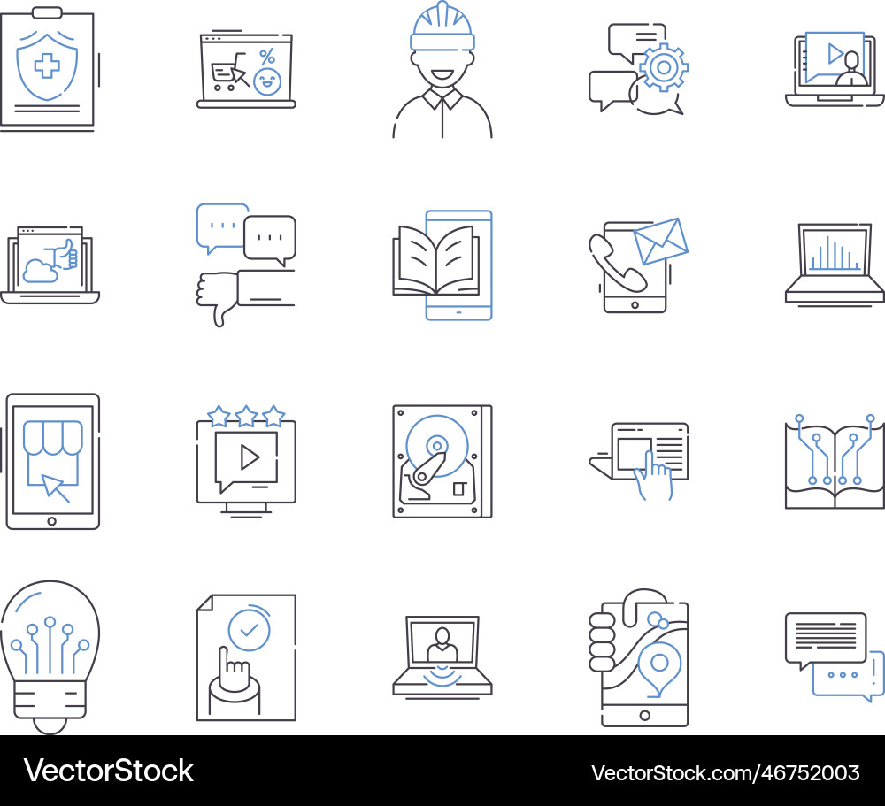 Machine learning outline icons collection Machine learning outline icons collection vector image