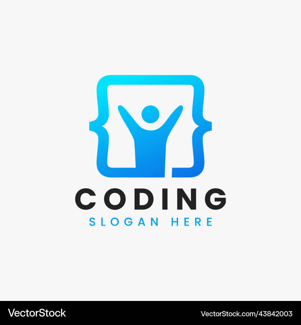 Modern computer programming coding logo design vector image