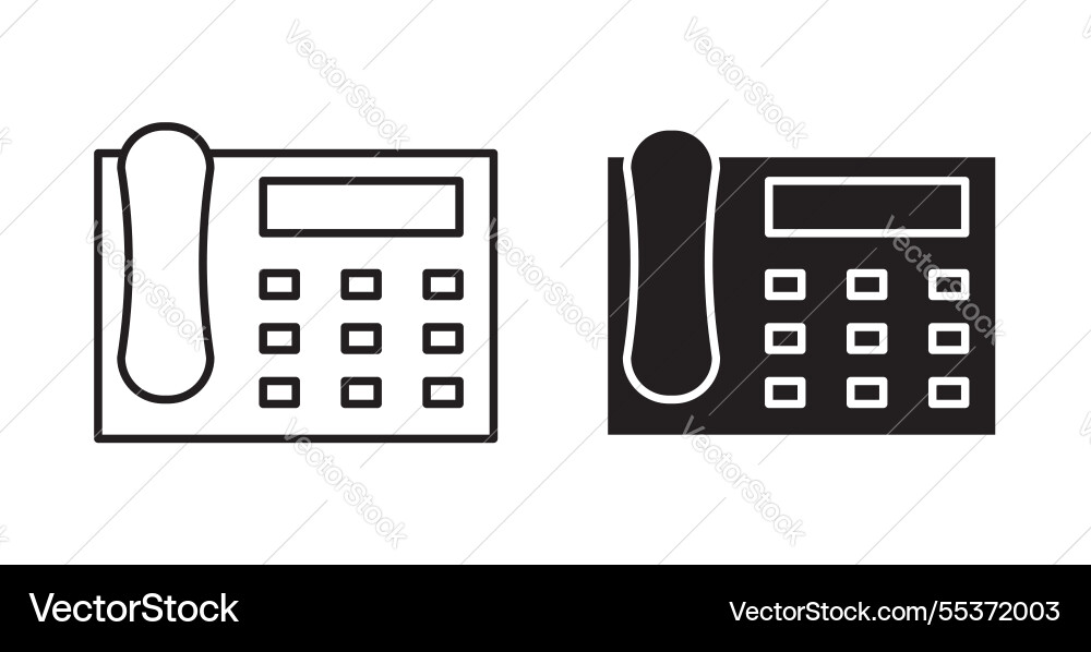 Office phone icon set in thin line for web Vector Image