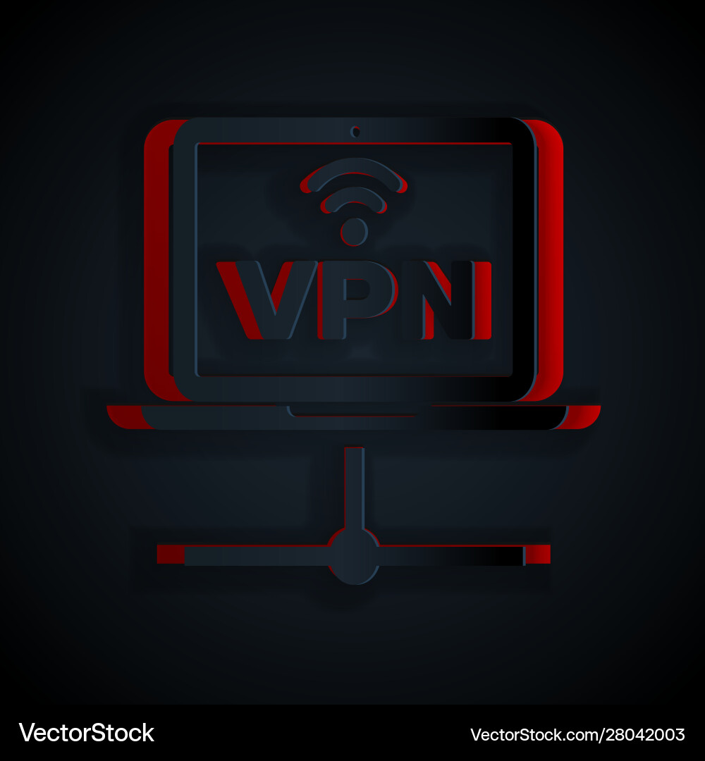 Paper cut vpn computer network icon isolated Paper cut vpn computer network icon isolated vector image