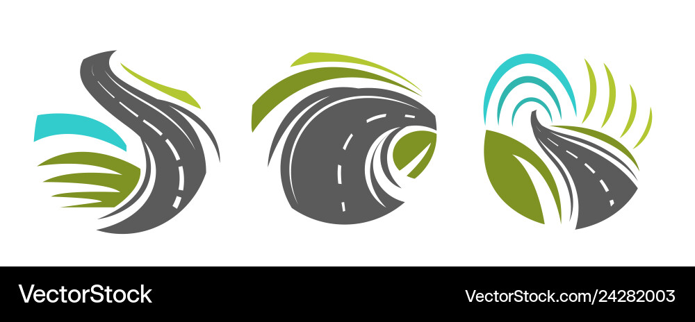 Roads and navigation highway isolated icons Roads and navigation highway isolated icons vector image