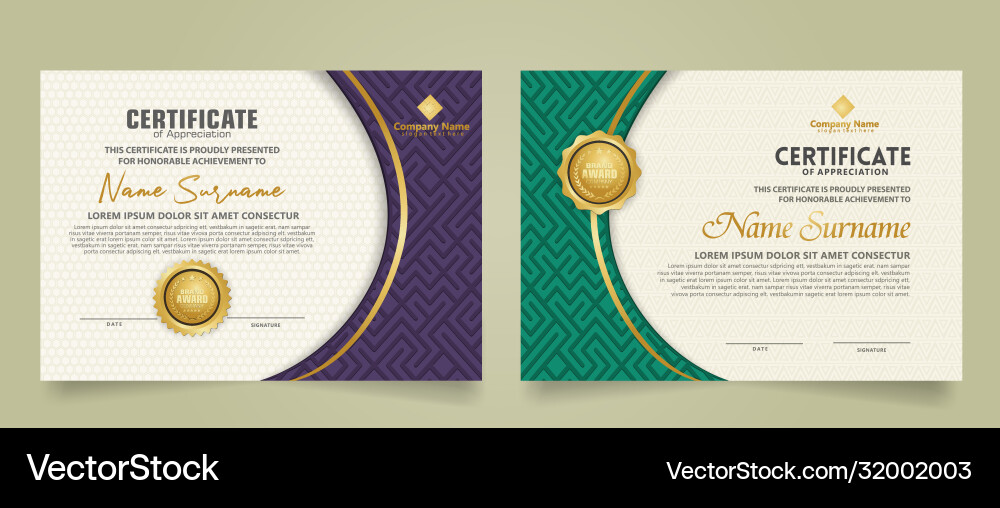 Set horizontal certificate template with maze Set horizontal certificate template with maze Vector Image