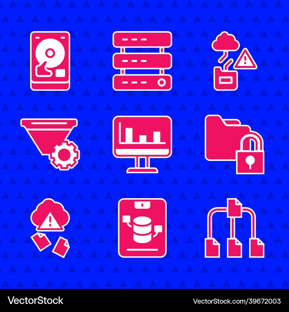 Set monitor with graph chart server data web Set monitor with graph chart server data web vector image