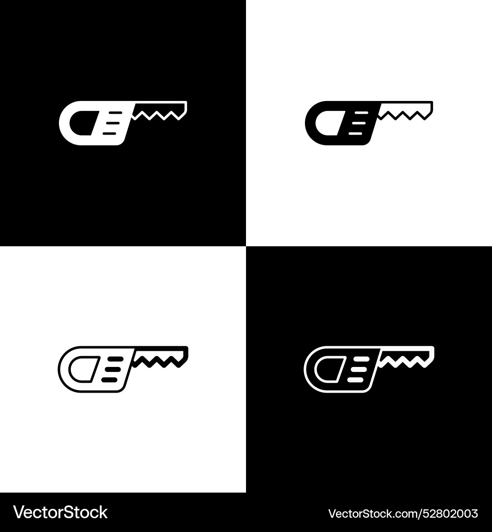 Set reciprocating saw and blade icon isolated Vector Image