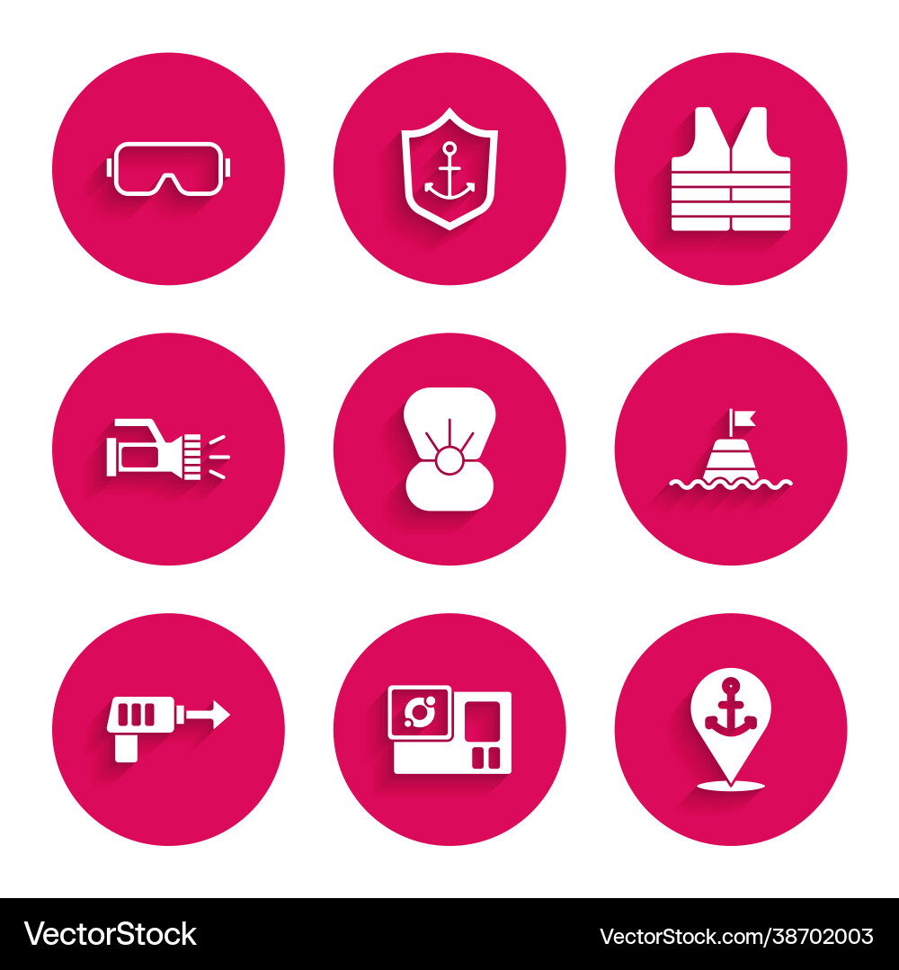 Set shell with pearl action camera location Set shell with pearl action camera location Vector Image