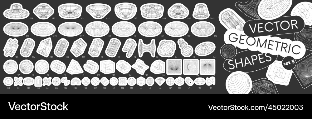 Set stickers with different linear form Vector Image