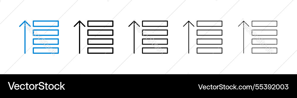 Sort amount up icons in five different stroke vector image