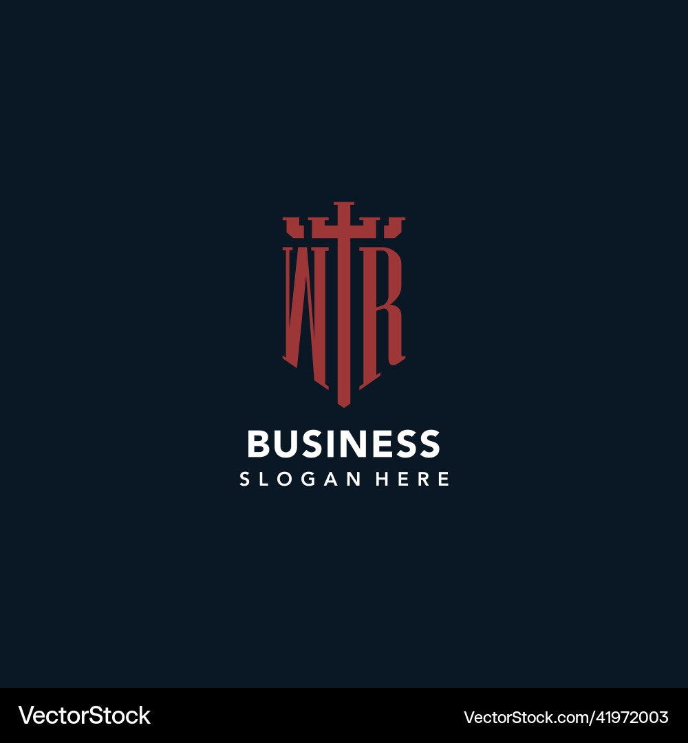 Wr initial monogram logos with sword and shield Wr initial monogram logos with sword and shield Vector Image