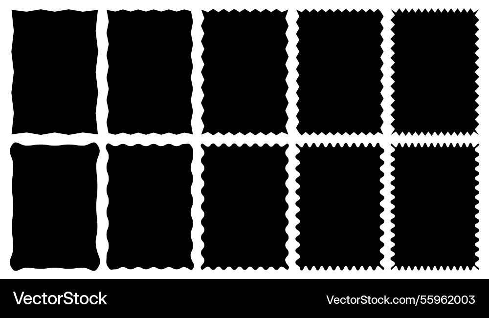 Zig zag wavy edge rectangle shapes set Zig zag wavy edge rectangle shapes set vector image