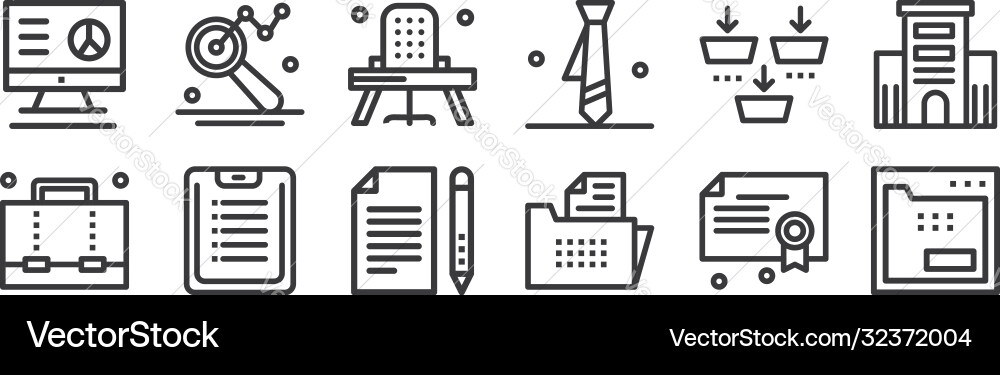 12 set linear business icons thin outline 12 set linear business icons thin outline vector image