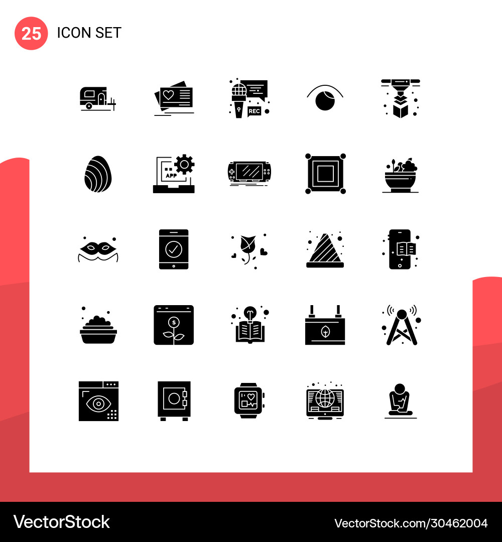 25 universal solid glyphs set for web and mobile Vector Image