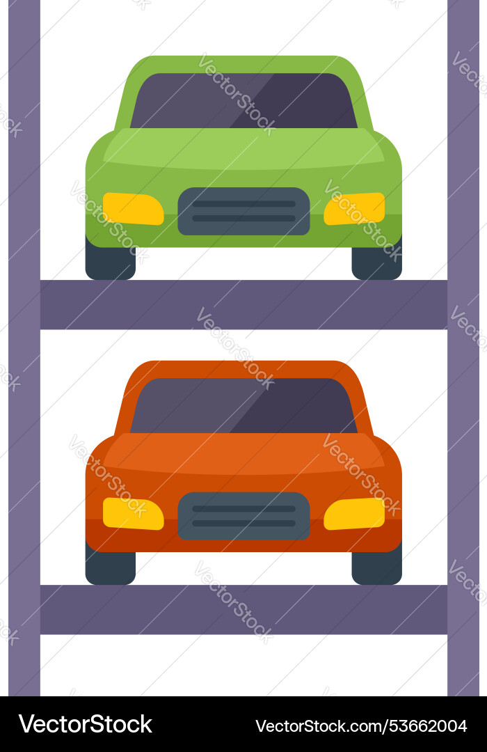 Automated double car parking system with vehicles Vector Image