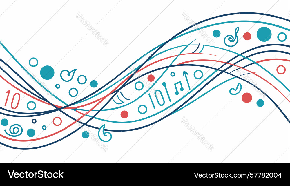 Binary data flow with charts visualizing digital vector image