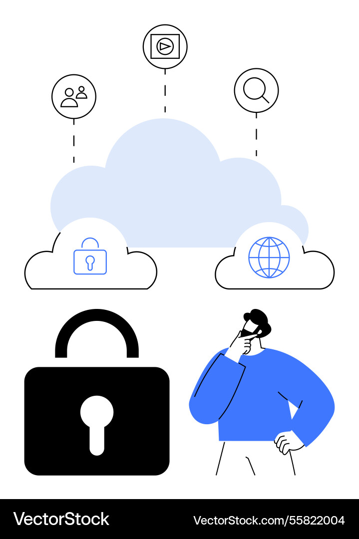 Cloud-Datensicherheitskonzept mit Verschlüsselungsbenutzer Cloud-Datensicherheitskonzept mit Verschlüsselungsbenutzer vektorbild