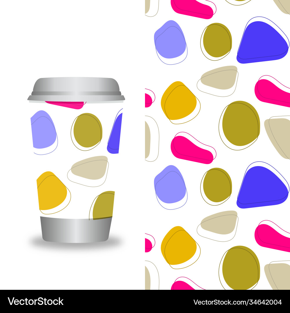 Coffee cup with patterns template vector image