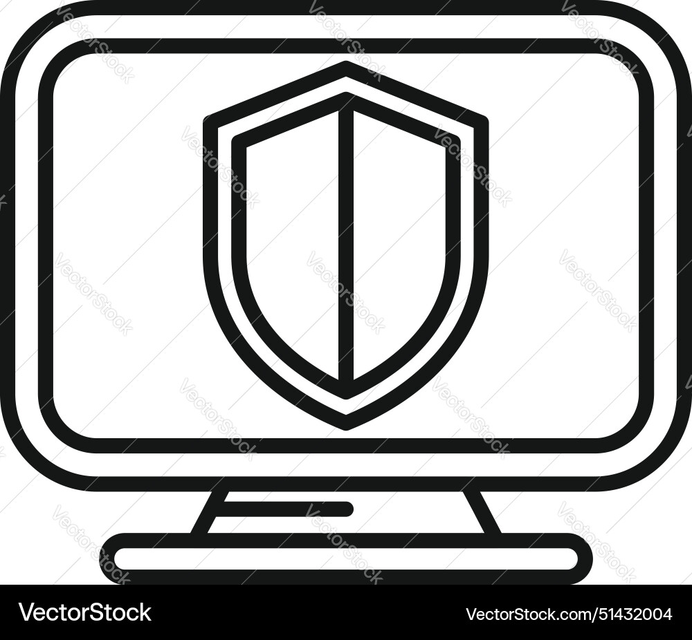 Cybersecurity concept with shield and computer Cybersecurity concept with shield and computer vector image