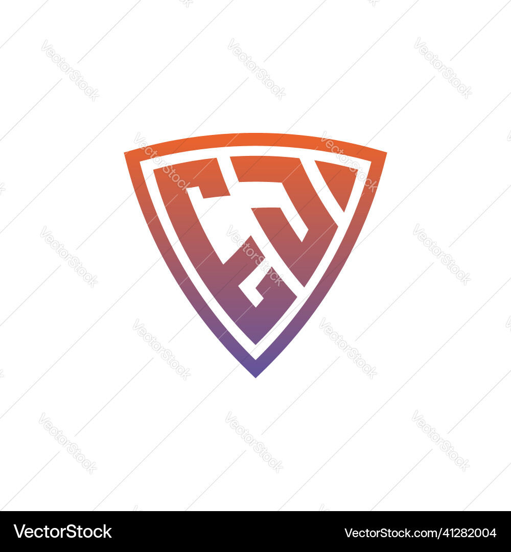 Ej logo shield monogram gradient style design Ej logo shield monogram gradient style design Vector Image