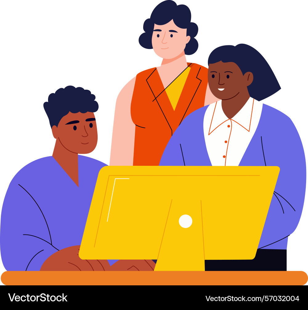 Flat style showing a diverse team Vector Image
