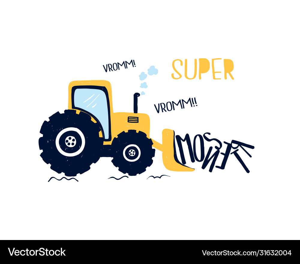 Hand drawing digger print design with slogan Hand drawing digger print design with slogan Vector Image