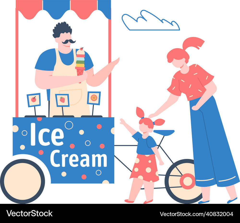 Ice cream stall street kiosk sweet food Ice cream stall street kiosk sweet food vector image