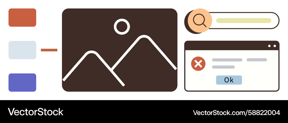 Image search error with browser notification Image search error with browser notification Vector Image