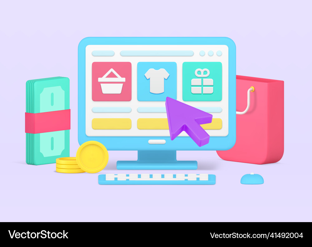 Isometric Shopping Website Cursor vector image