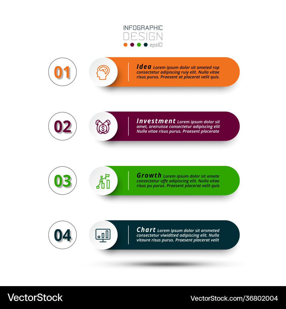 Label shape workflow 4 steps describing work proce vector image