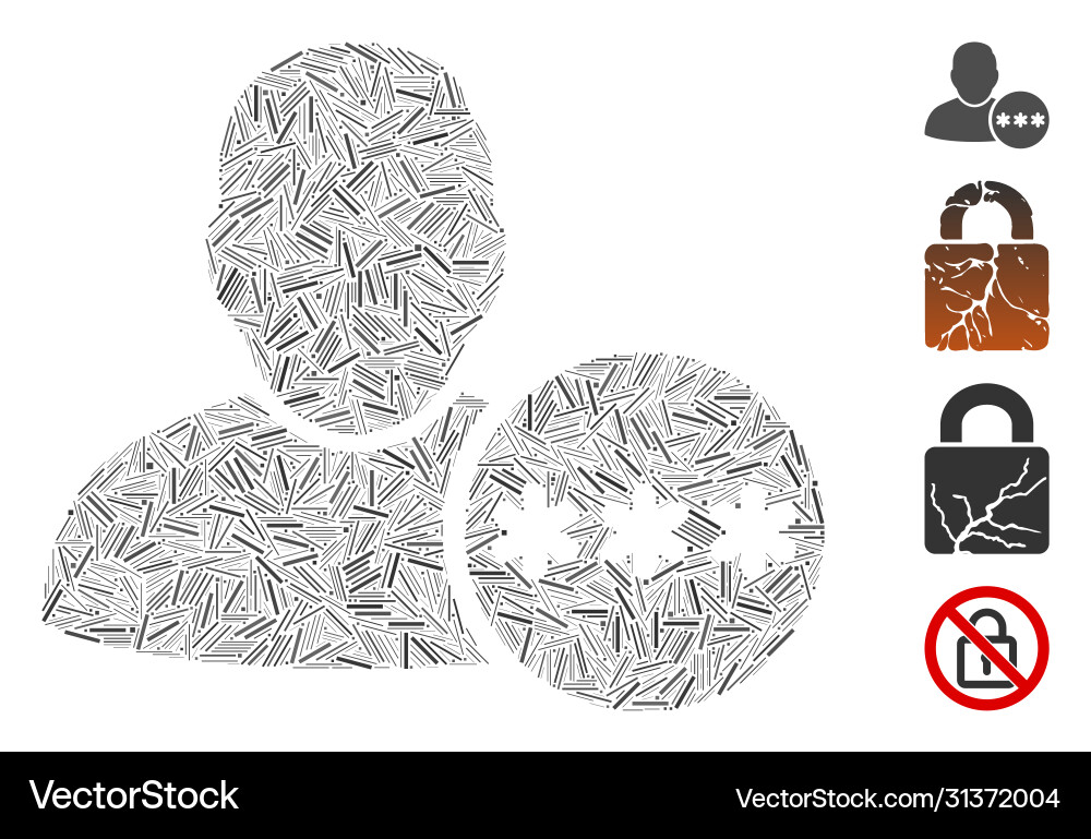 Line user hidden password icon collage Line user hidden password icon collage vector image