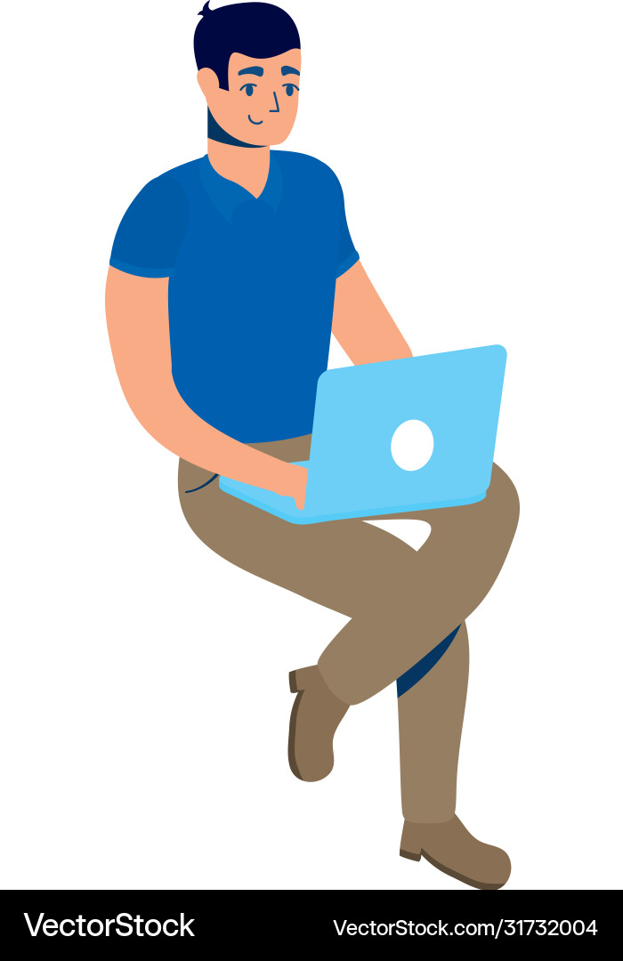Mann mit Laptop Computer tragbare Geräte-Symbol Mann mit Laptop Computer tragbare Geräte-Symbol vektorbild
