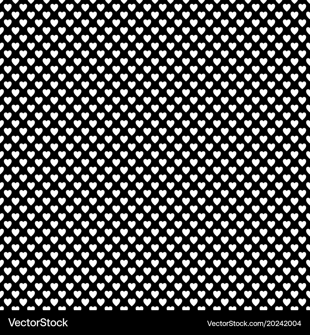Monochrome repeating heart pattern background vector image