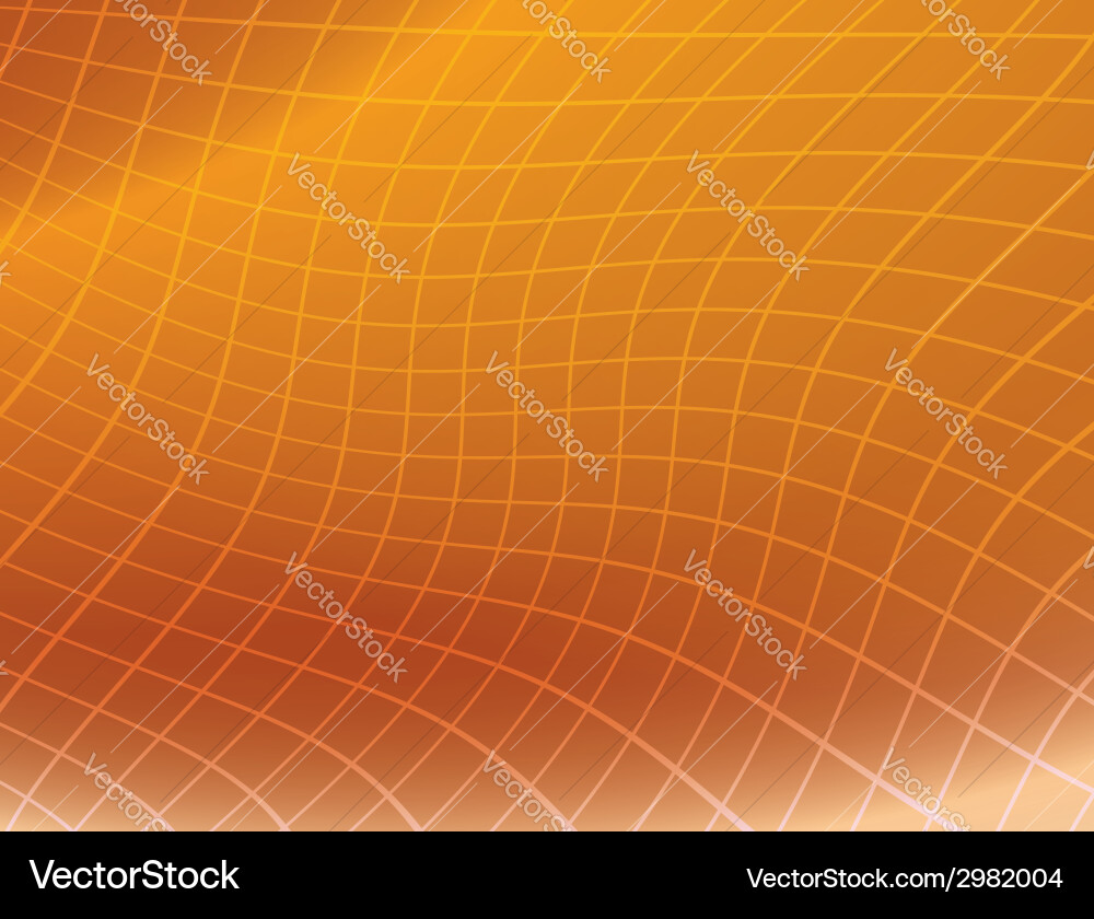 Orange background with distorted grid vector image