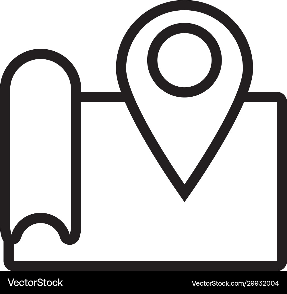 Paper map guide with pin location line style icon Paper map guide with pin location line style icon vector image