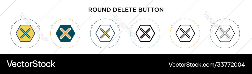 Round delete button icon in filled thin line Vector Image