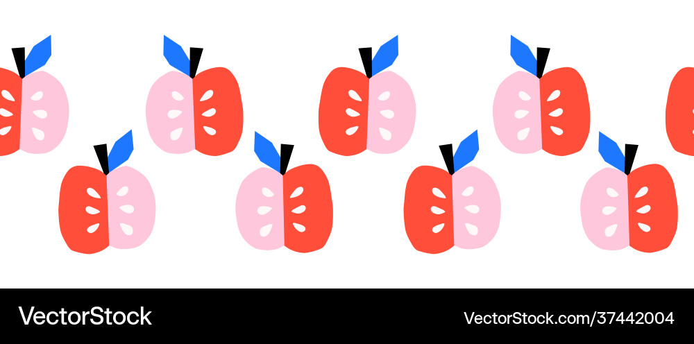 Seamless border apples repeating pattern Seamless border apples repeating pattern vector image