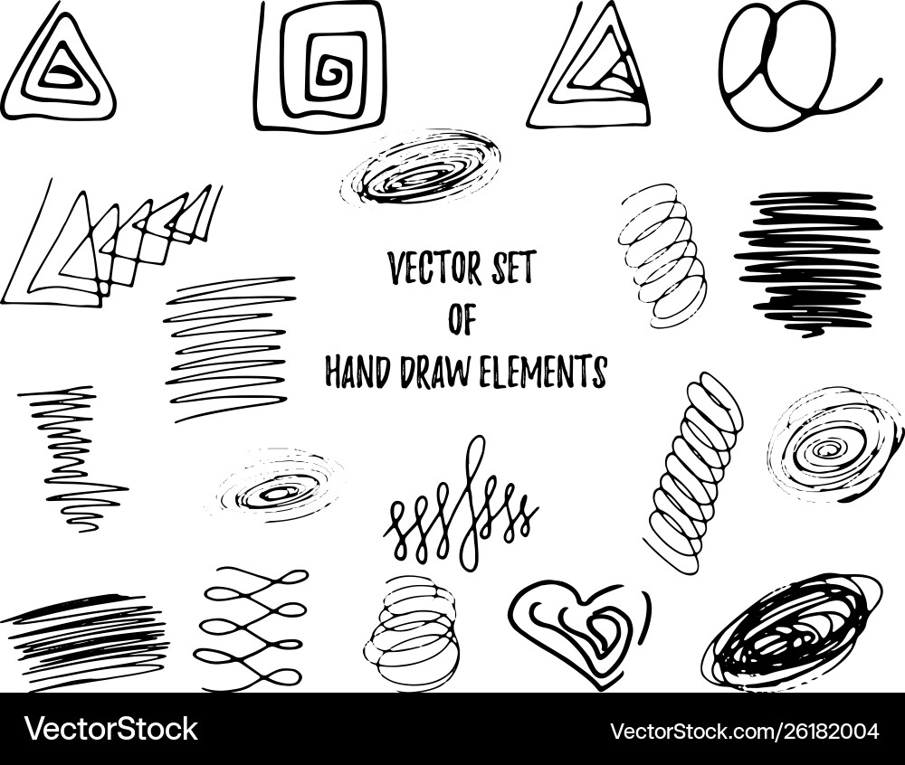 Set ink hand draw elements square triangle Set ink hand draw elements square triangle vector image