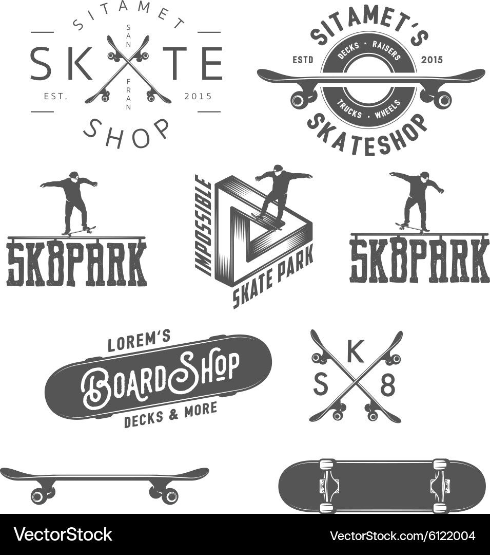 Skateboarding Elements Collection Vector Image