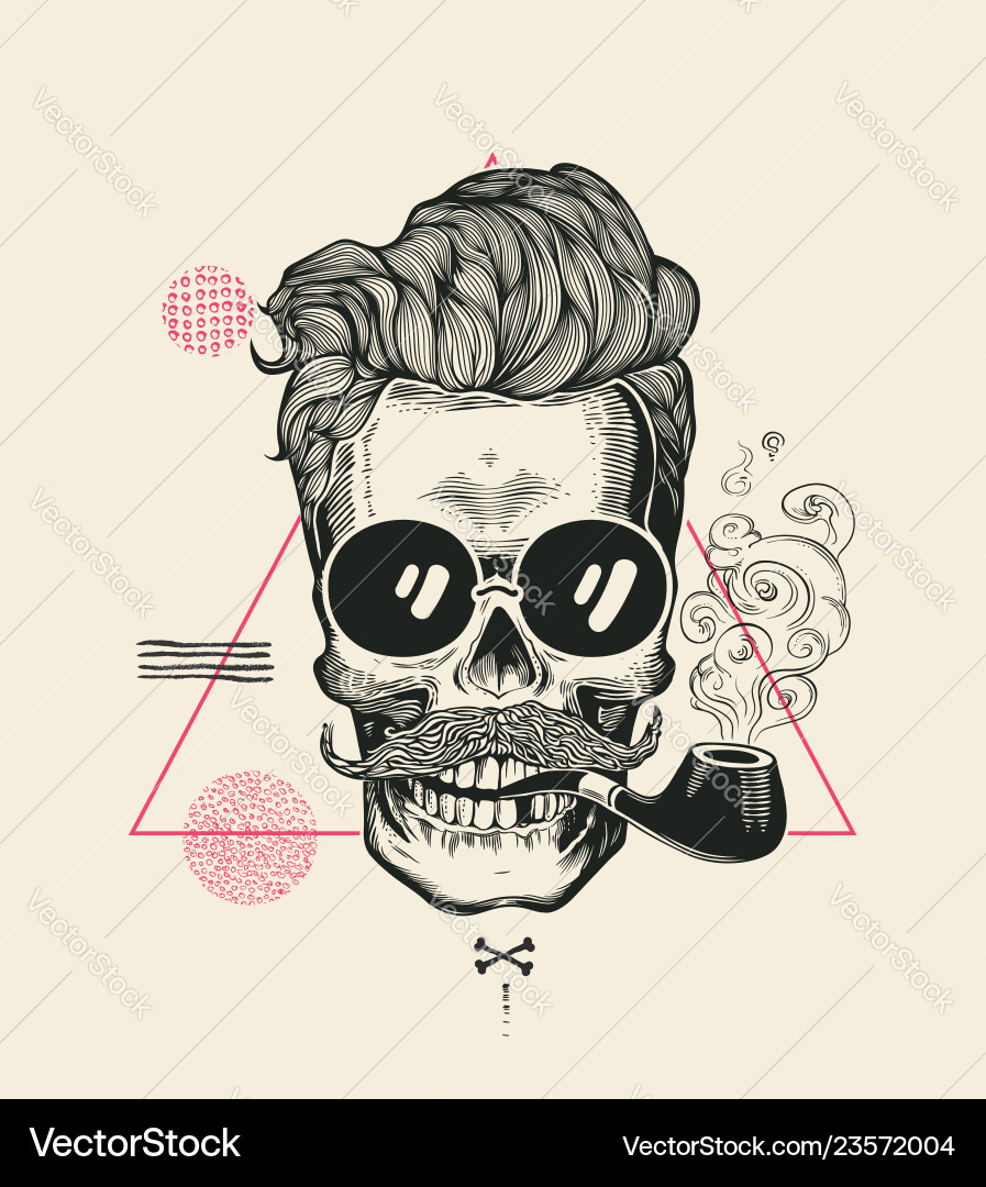 Skull with Smoke and Pipe Vector Image