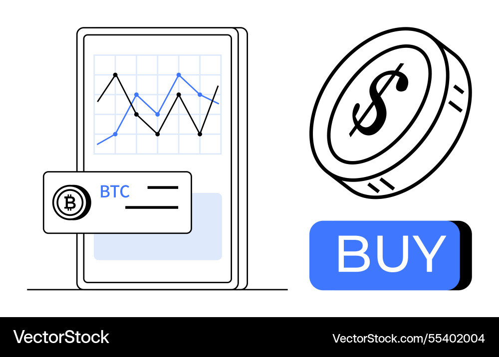 Smartphone Anzeige Bitcoin-Diagramm mit großem Smartphone Anzeige Bitcoin-Diagramm mit großem vektorbild