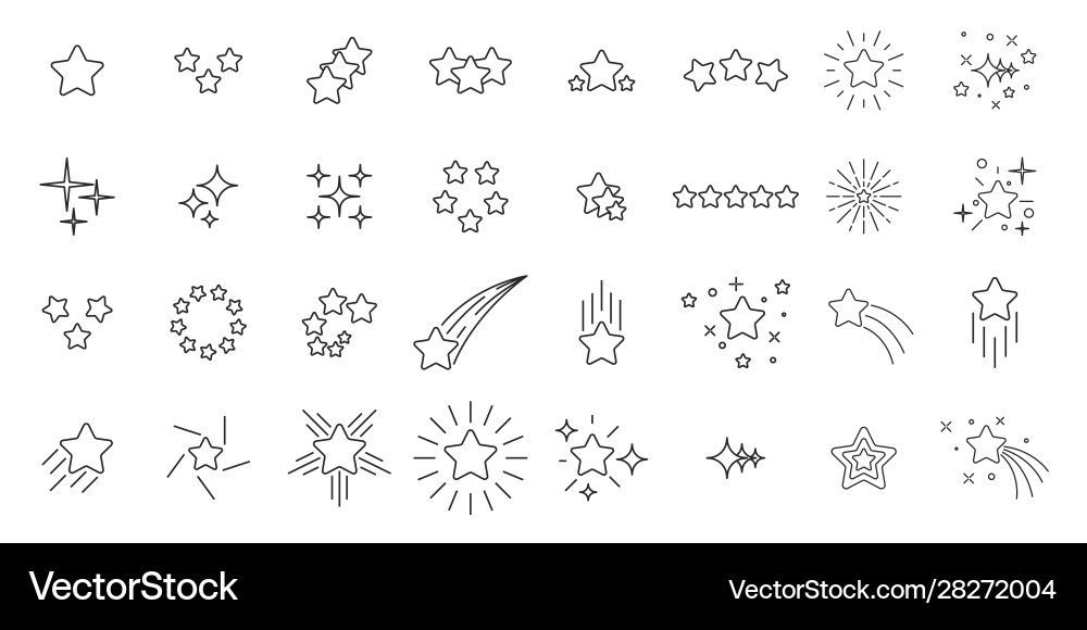 Stars icons set outline linear Stars icons set outline linear vector image