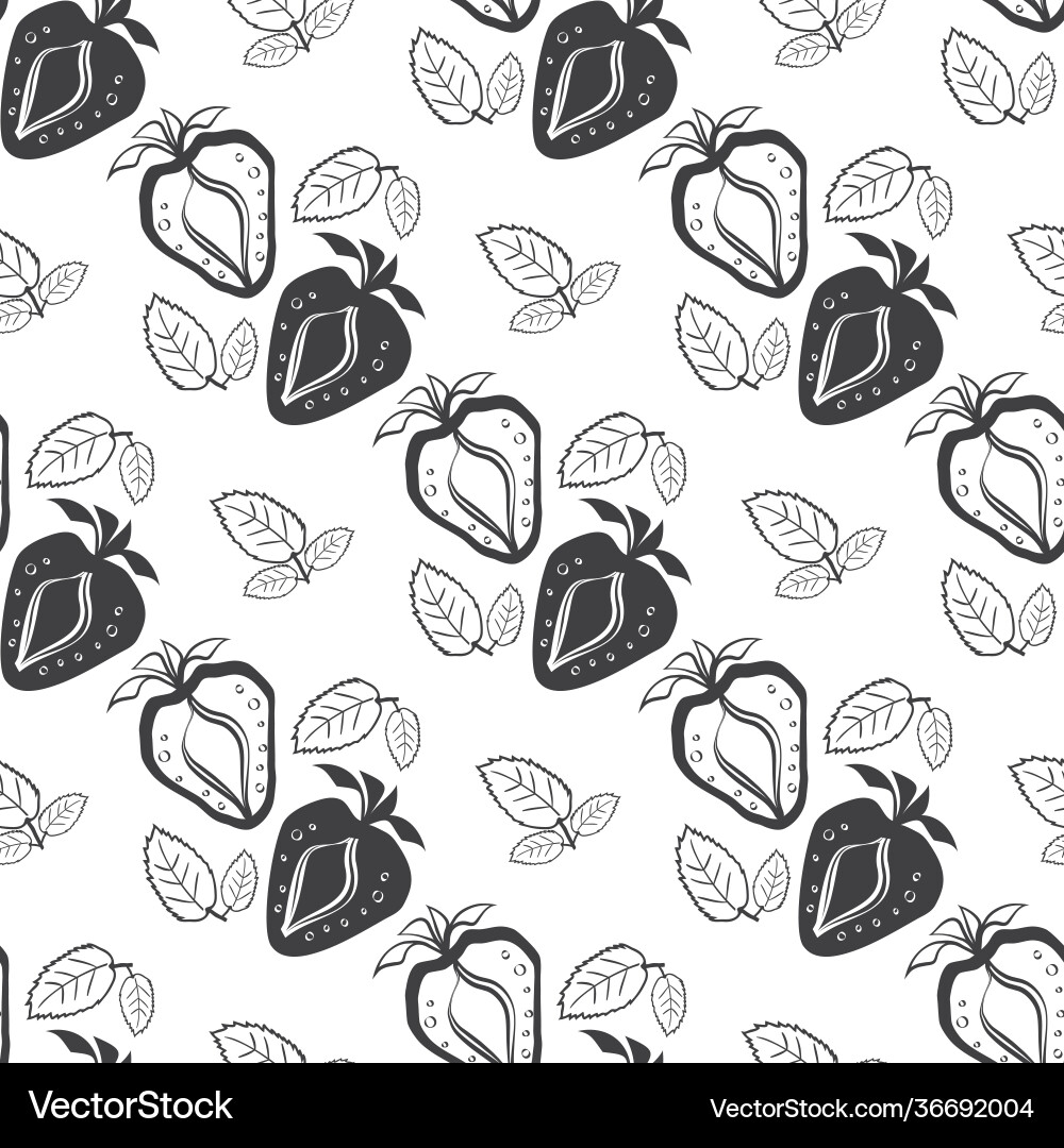 Strawberry linocut seamless pattern Strawberry linocut seamless pattern vector image