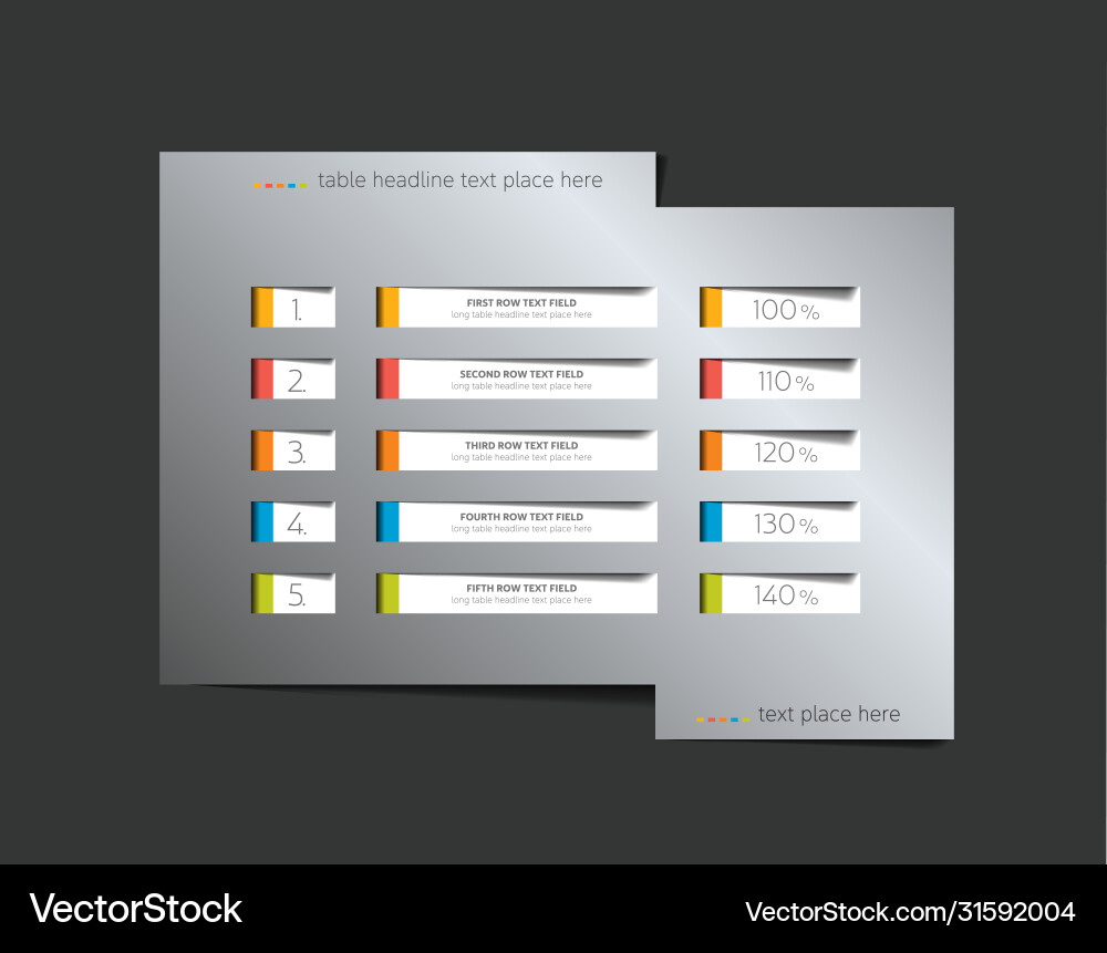 Table schedule infographic design template with 5 Table schedule infographic design template with 5 vector image