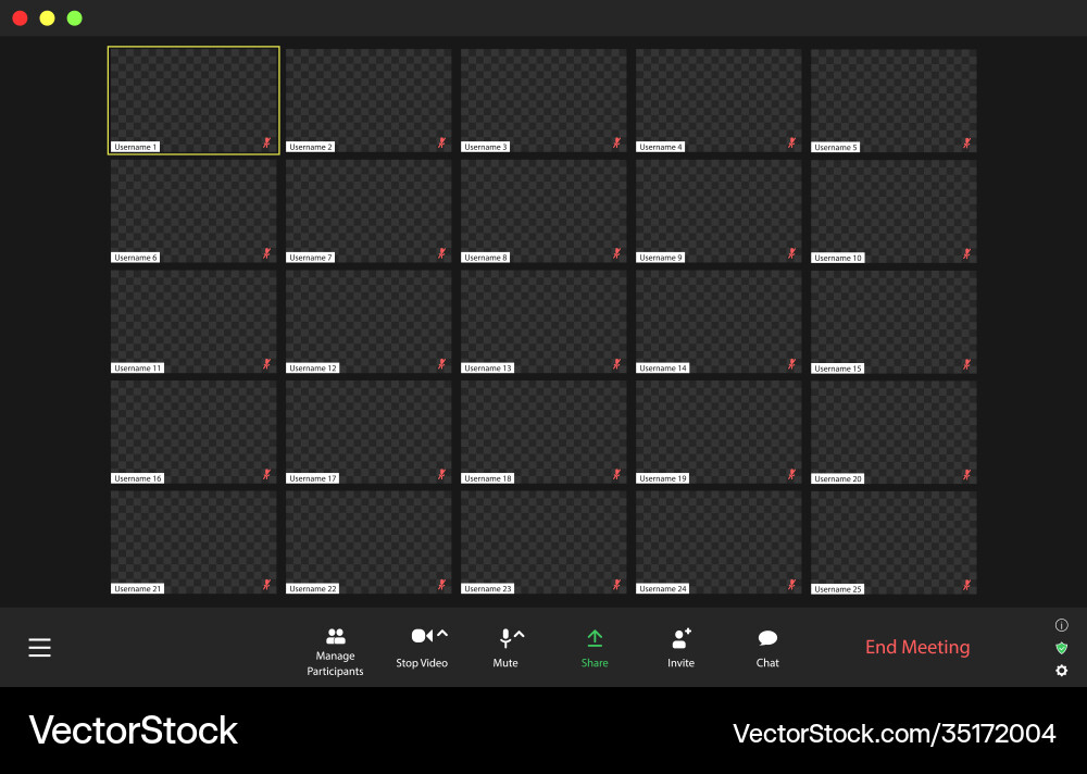 Template video conference user interface Template video conference user interface vector image