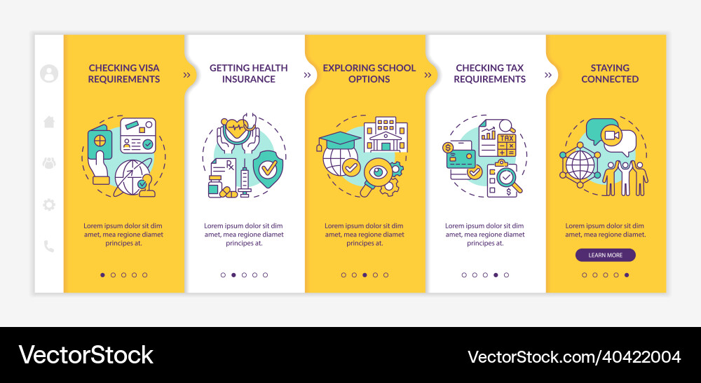 Things to consider when moving onboarding template Things to consider when moving onboarding template vector image