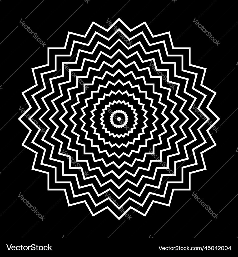White Zigzag Circle Pattern vector image