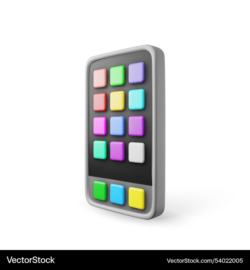 3d smartphone with ui icons isolated 3d smartphone with ui icons isolated vector image