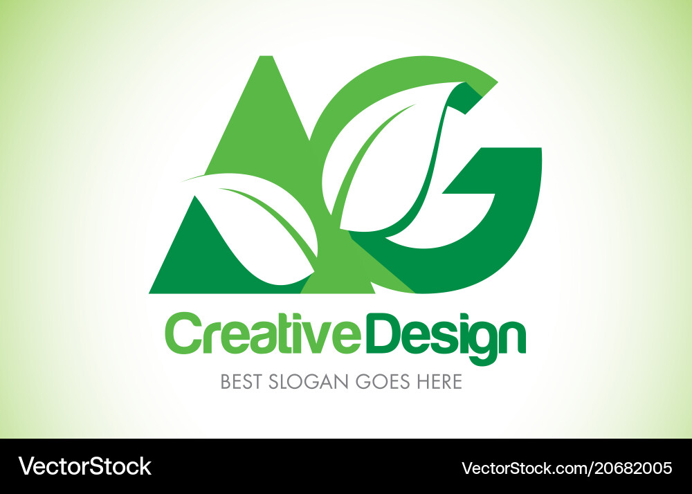 Ag grün Blatt Buchstaben Design Logo eco bio Ag grün Blatt Buchstaben Design Logo eco bio vektorbild