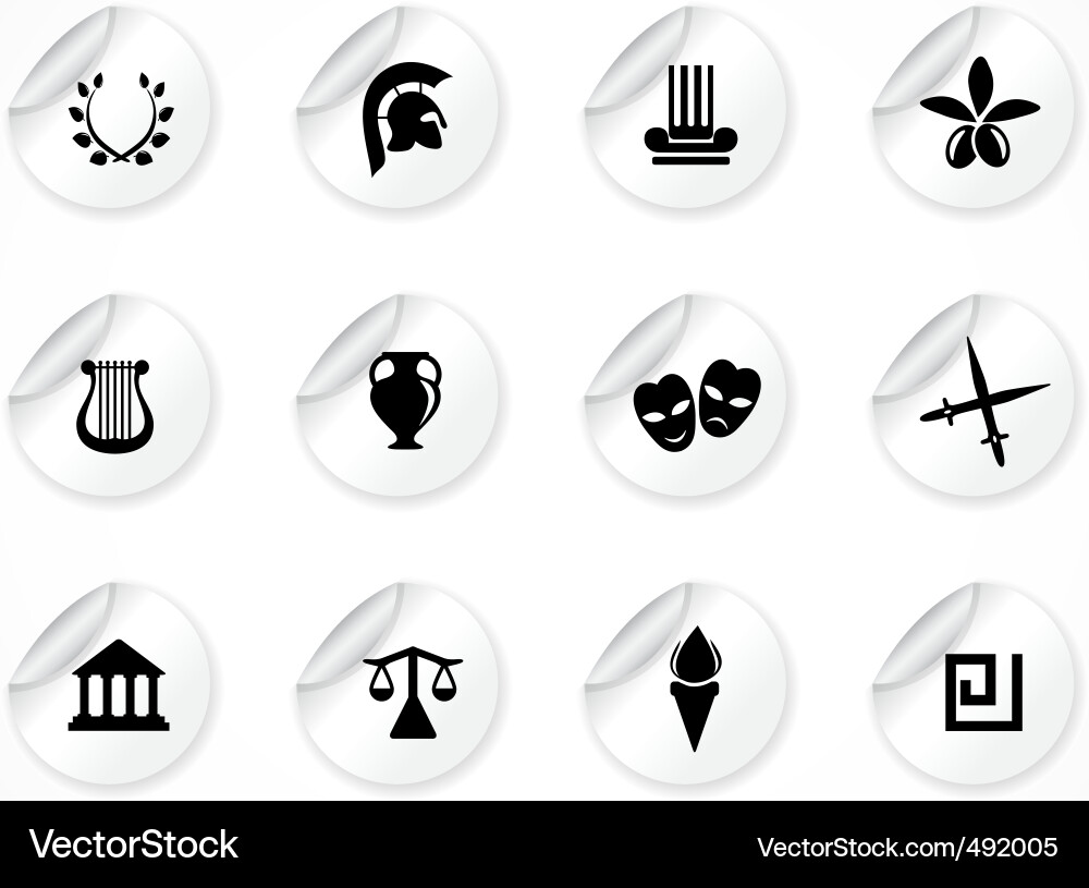 Ancient Greek Icon Stickers Vector Image