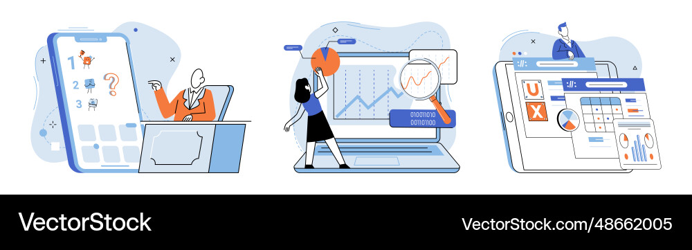 Application testing metaphor app test Application testing metaphor app test Vector Image