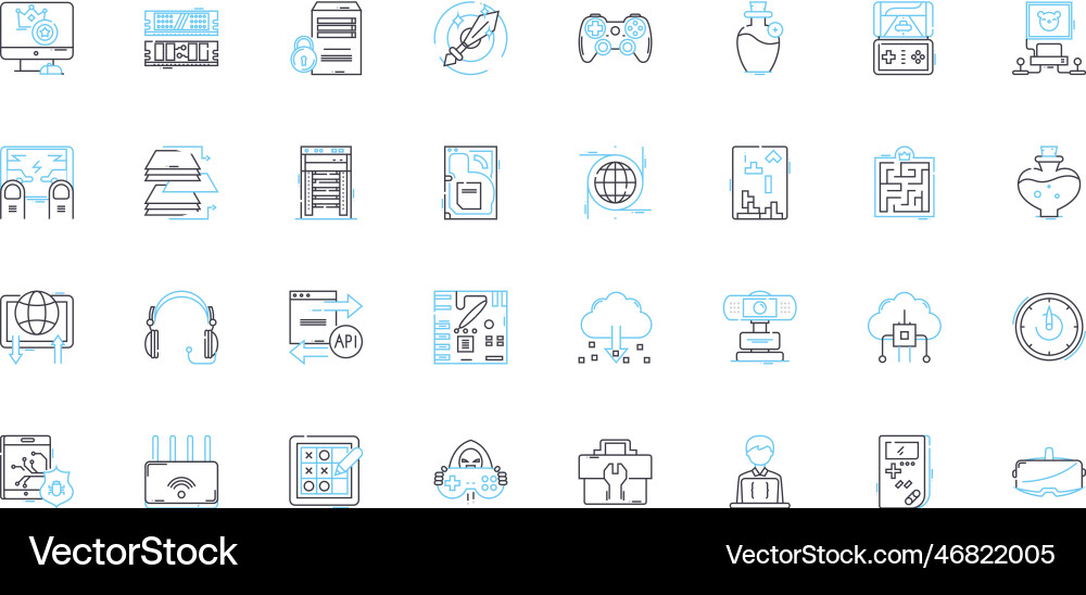 Artificial intelligence linear icons set Artificial intelligence linear icons set vector image